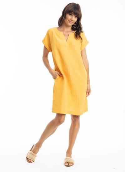 Mango Linen Cap Dress