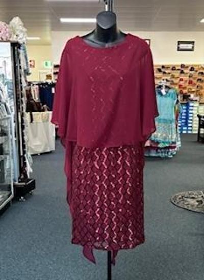 Maroon Cape Dress