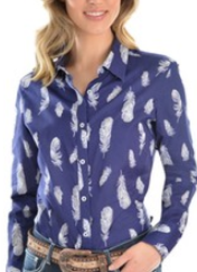 Pure Western Womens Feather Print L/S Shirt